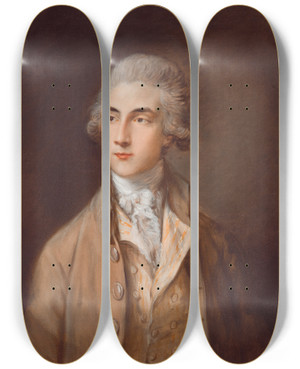 Triptych art skateboard deck of Thomas Gainsborough Edward Swinburne by Thomas Gainsborough (1727-1788)
