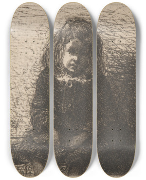 Triptych art skateboard deck of James Abbott Mcneill Whistler Little Arthur by James Abbott Mcneill Whistler (1834-1903)