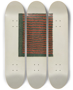Triptych art skateboard deck of Helen E Gilman Shaker Textile by Helen E Gilman