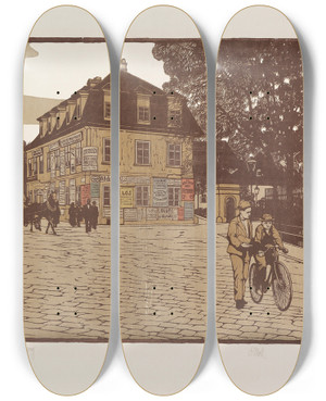 Triptych art skateboard deck of Carl Moll Grinzing by Carl Moll (1861-1945)