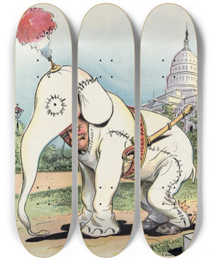 Triptych art skateboard deck of Grant Hamilton The Whole Thing by Grant Hamilton (1862-1926)