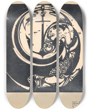 Triptych art skateboard deck of Jac Jongert Het Anker_2 by Jac Jongert (1883-1942)