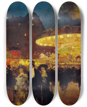 Triptych art skateboard deck of Luigi Loir Le Mange by Loir Luigi (1845-1916)