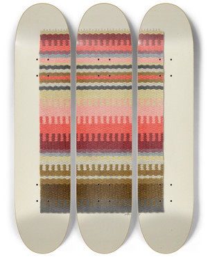 Triptych art skateboard deck of Arthur G Merkley Striped Stair Carpet by Arthur G Merkley