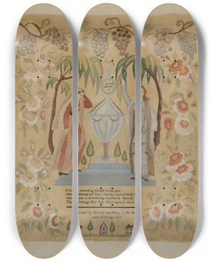 Triptych art skateboard deck of Joseph Wolins Sampler by Joseph Wolins