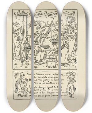 Triptych art skateboard deck of Winifred Smith Simple Simon Concluded by Winifred Smith (19-)