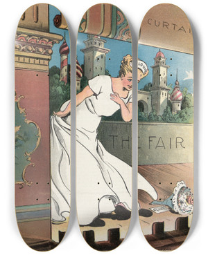 Triptych art skateboard deck of Grant Hamilton Bravo St Louis by Grant Hamilton (1862-1926)