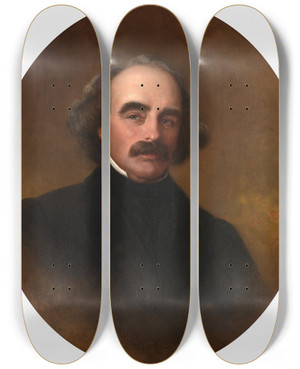 Triptych art skateboard deck of Emanuel Gottlieb Leutze Nathaniel Hawthorne_2 by Emanuel Gottlieb Leutze (1816-1868)