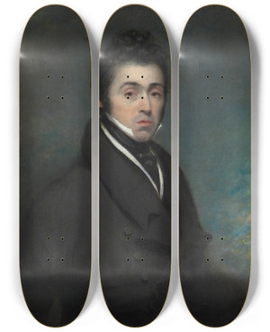 Triptych art skateboard deck of George Chinnery An Unknown Man by George Chinnery (1774-1852)