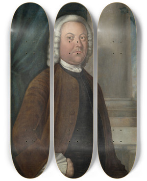 Triptych art skateboard deck of Benjamin West Dr Samuel Boude by Benjamin West (1738-1820)