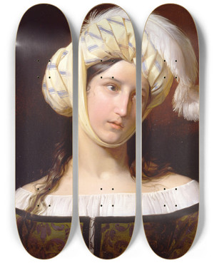 Triptych art skateboard deck of Giuseppe Molteni Rebecca by Giuseppe Molteni (1800-1867)