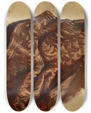 Triptych art skateboard deck of Jzef Simmler Study Of A Brocade Hanging by Jozef Simmler (1823-1868)