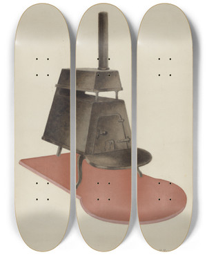 Triptych art skateboard deck of George V Vezolles Stove by George V Vezolles