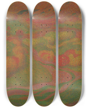 Triptych art skateboard deck of Adolf Boehm Landschaft by Adolf Boehm (1861-1927)