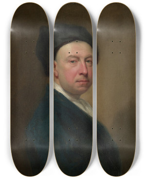 Triptych art skateboard deck of Jonathan Richardson The Elder Selfportrait_4 by Jonathan Richardson The Elder (1667-1745)