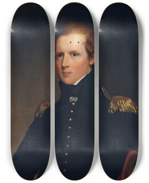 Triptych art skateboard deck of Thomas Sully Major John Biddle by Thomas Sully (1783-1872)