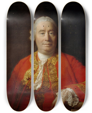 Triptych art skateboard deck of Allan Ramsay David Hume Historian And Philosopher by Allan Ramsay (1713-1784)