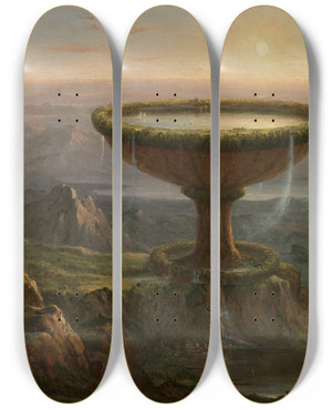 Triptych art skateboard deck of Thomas Cole The Titans Goblet by Thomas Cole (1801-1848)