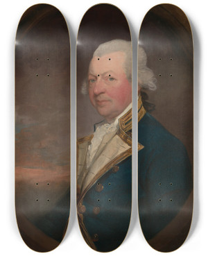 Triptych art skateboard deck of Gilbert Stuart Captain John Macbride by Gilbert Stuart (1755-1828)
