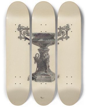 Triptych art skateboard deck of Ralph Atkinson Urn by Ralph Atkinson (20-)