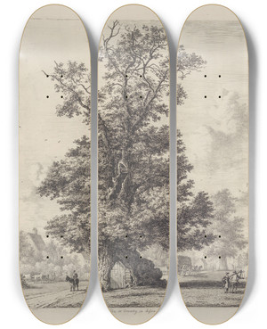 Triptych art skateboard deck of Jacob George Strutt The Crawley Elm by Jacob George Strutt (1784-1867)