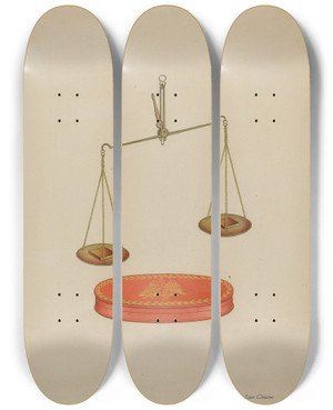 Triptych art skateboard deck of Lon Cronk Shaker Scales by Lon Cronk