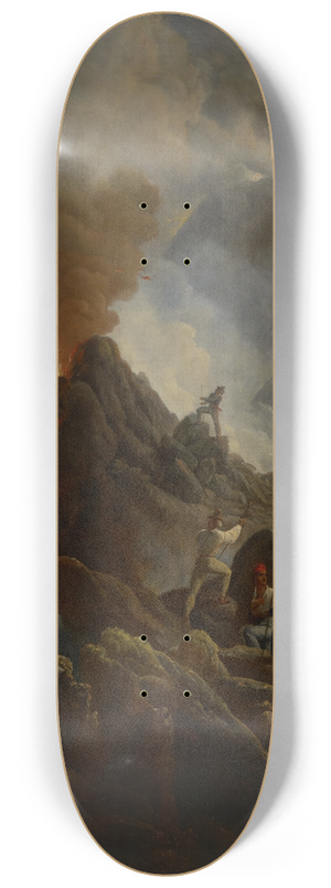 Horace Vernet - The Vesuvius Erupting, the Artist and His Father, Carle Vernet, in the Foreground 8.25 inch art skate deck