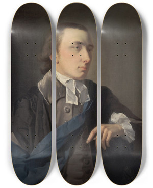 Triptych art skateboard deck of Tilly Kettle William Later Dr Vyse by Tilly Kettle (1735-1786)