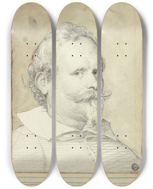 Triptych art skateboard deck of Follower Of Anthony Van Dyck Cornelis De Vos by Follower Of Anthony Van Dyck (1599-1641)