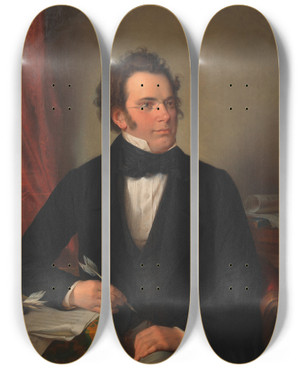 Triptych art skateboard deck of Wilhelm August Rieder Franz Schubert Komponist by Wilhelm August Rieder (1796-1880)
