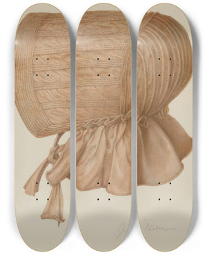 Triptych art skateboard deck of Cora Parker Sun Bonnet by Cora Parker