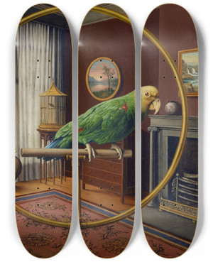 Triptych art skateboard deck of Levi Wells Prentice Aportrait by Levi Wells Prentice (1851-1935)