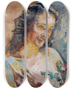 Triptych art skateboard deck of Franz Wiegele Stephanie Maurer Rosenbild by Franz Wiegele (1887-1944)