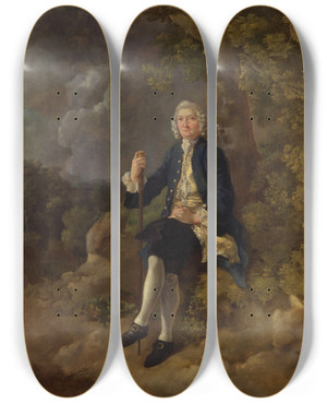 Triptych art skateboard deck of Thomas Gainsborough Clayton Jones by Thomas Gainsborough (1727-1788)