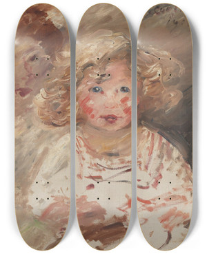 Triptych art skateboard deck of Lovis Corinth Erika by Lovis Corinth (1858-1925)