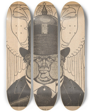 Triptych art skateboard deck of Albert Hahn Kuyper Hahns Grote Doelwit by Albert Hahn (1877-1918)