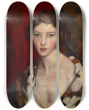 Triptych art skateboard deck of Robert Henri Helen by Robert Henri (1865-1929)