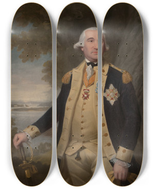 Triptych art skateboard deck of Ralph Earl Major General Friedrich Wilhelm Augustus Baron Von Steuben17301794 by Ralph Earl (1751-1801)