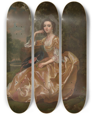 Triptych art skateboard deck of Francis Hayman Mrs Mary Chauncey by Francis Hayman (1708-1776)