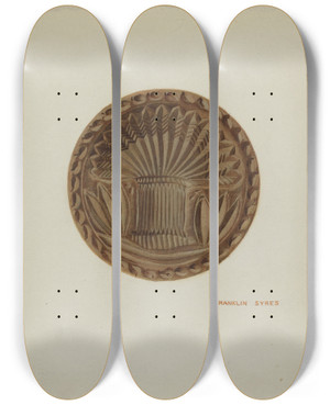 Triptych art skateboard deck of Franklyn Syres Pa German Butter Mold_6 by Franklyn Syres