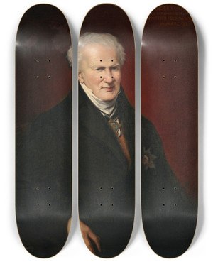 Triptych art skateboard deck of Emma Gaggiottirichards Alexander Von Humboldt by Emma Gaggiotti Richards