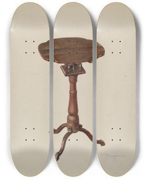 Triptych art skateboard deck of Carl Buergerniss Candle Table by Carl Buergerniss (20-)