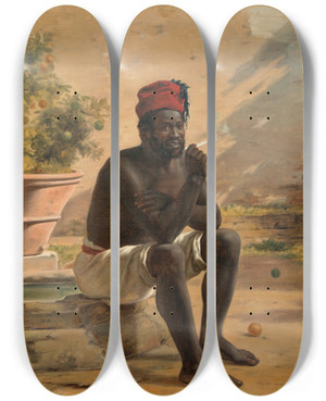 Triptych art skateboard deck of Martinus Rrbye A Sitting Nubian Rome by Martinus Rorbye (1803-1848)