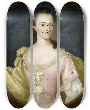 Triptych art skateboard deck of John Singleton Copley Jane Browne by John Singleton Copley (1738-1815)