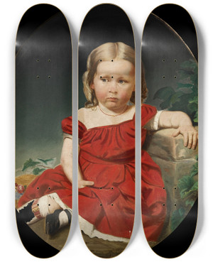 Triptych art skateboard deck of Jacob Cox Achsa Mccollugh by Jacob Cox (1810-1892)
