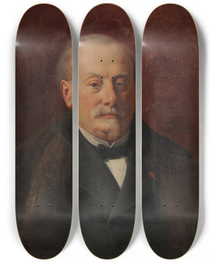 Triptych art skateboard deck of Tony De Bergue Adolphe Dauphinot by Tony de Bergue (1820-1890)