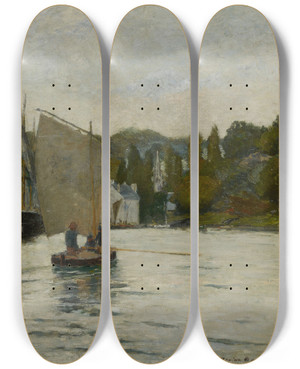Triptych art skateboard deck of Maxime Maufra Retour De Pche Pontaven by Maxime Maufra (1861-1918)
