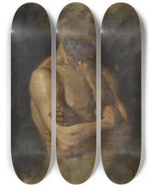 Triptych art skateboard deck of Gustaf Cederstrm Nude Study by Gustaf Cederstrom (1845-1933)
