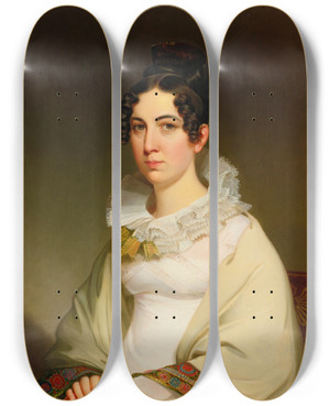 Triptych art skateboard deck of Jacob Eichholtz Mrs Longnecker by Jacob Eichholtz (1776-1842)