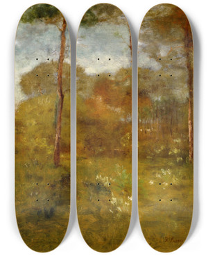 Triptych art skateboard deck of George Inness Orange Road Tarpon Springs by George Inness (1825-1894)